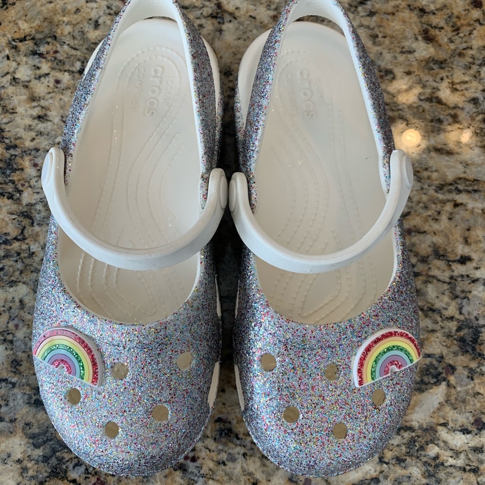 Little girl crocs size 13 silver glitter